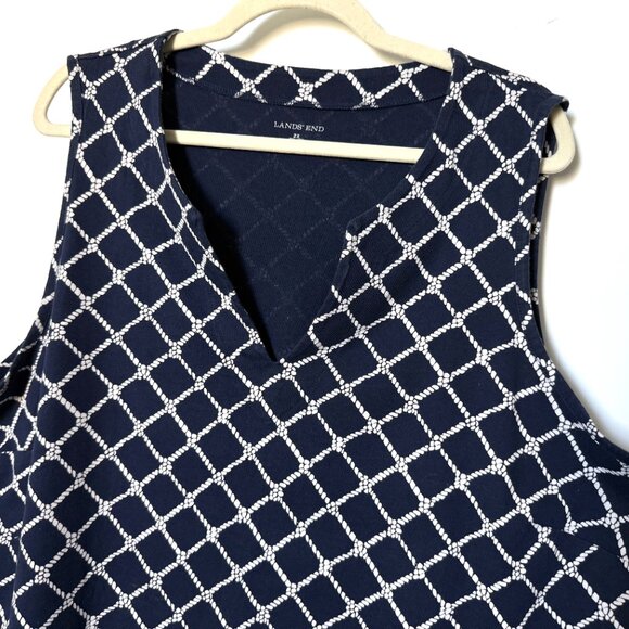 Lands' End Dress Women's Cotton Dark Blue/White Sleeveless Size XL - Picture 5 of 14